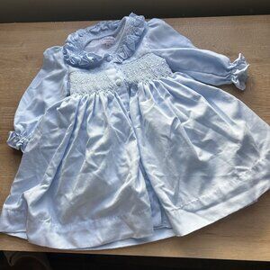 Kidiwi France Adeline Blue Long Sleeve Smocked Dress Girls 18 Months 18M